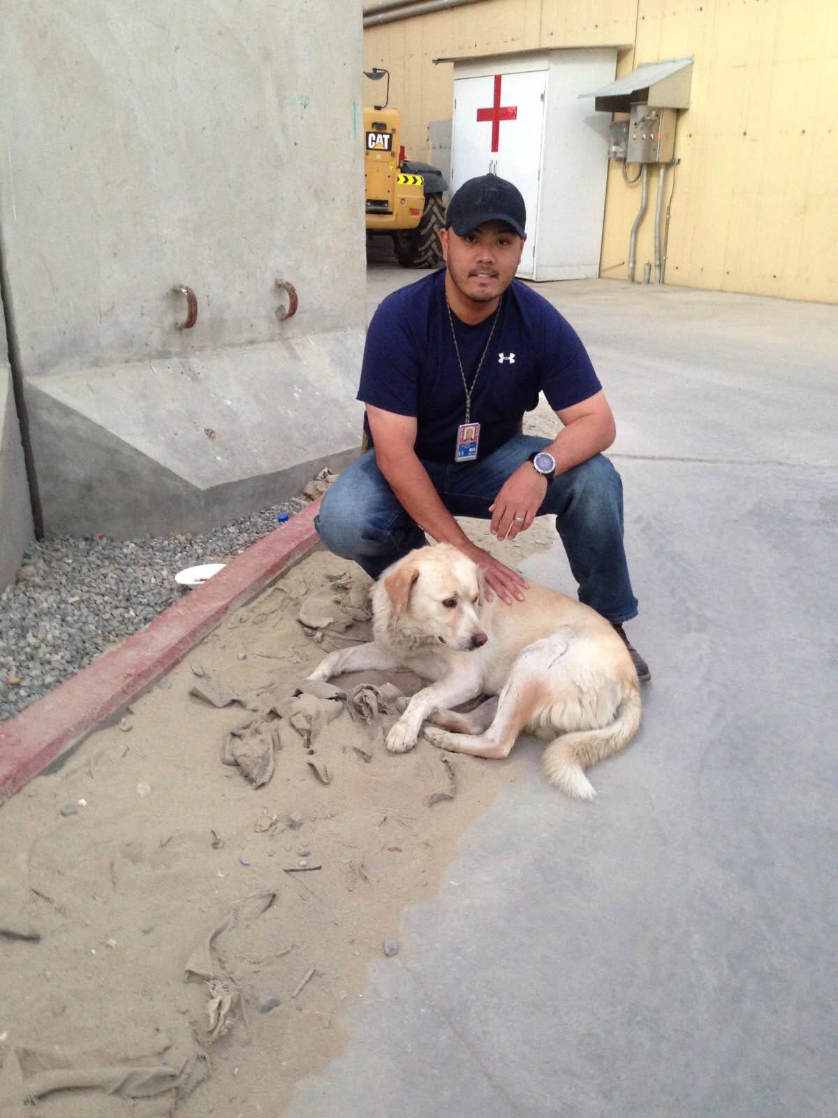 Krystian's dad beside Pedro in Kabul, Afghanistan