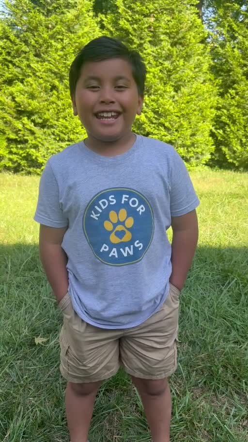 Krystian in his Kids for Paws welcome video